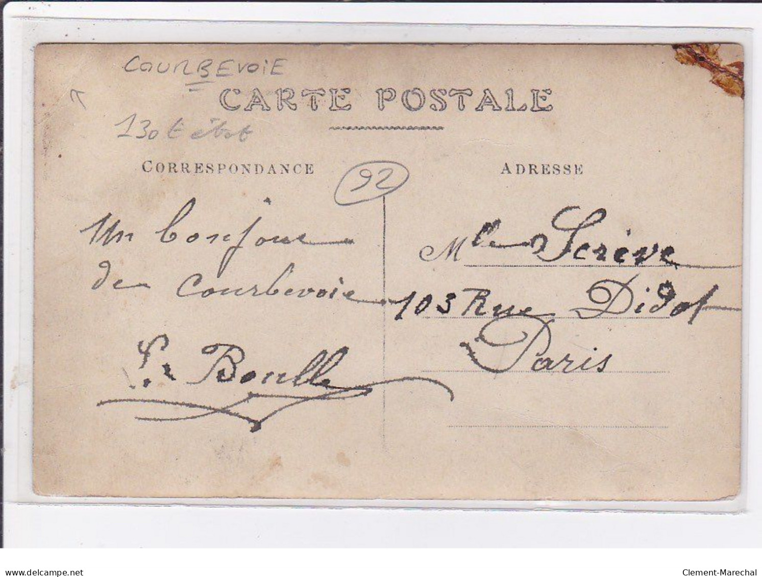 COURBEVOIE : Carte Photo De L'épicerie BOULLE MONTAGNON (marchand De Vins) - état - Courbevoie