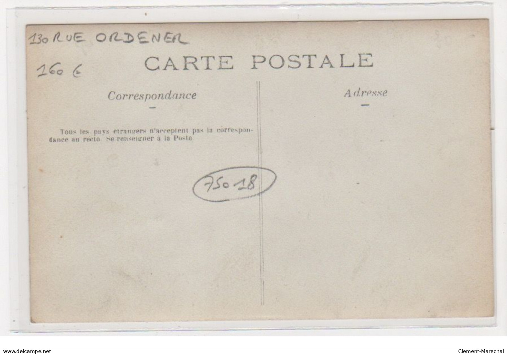 PARIS : Carte Photo De La Pharmacie Montcalm Au 130 Rue Ordener (Roulleau - Joly) Très Bon état - District 18