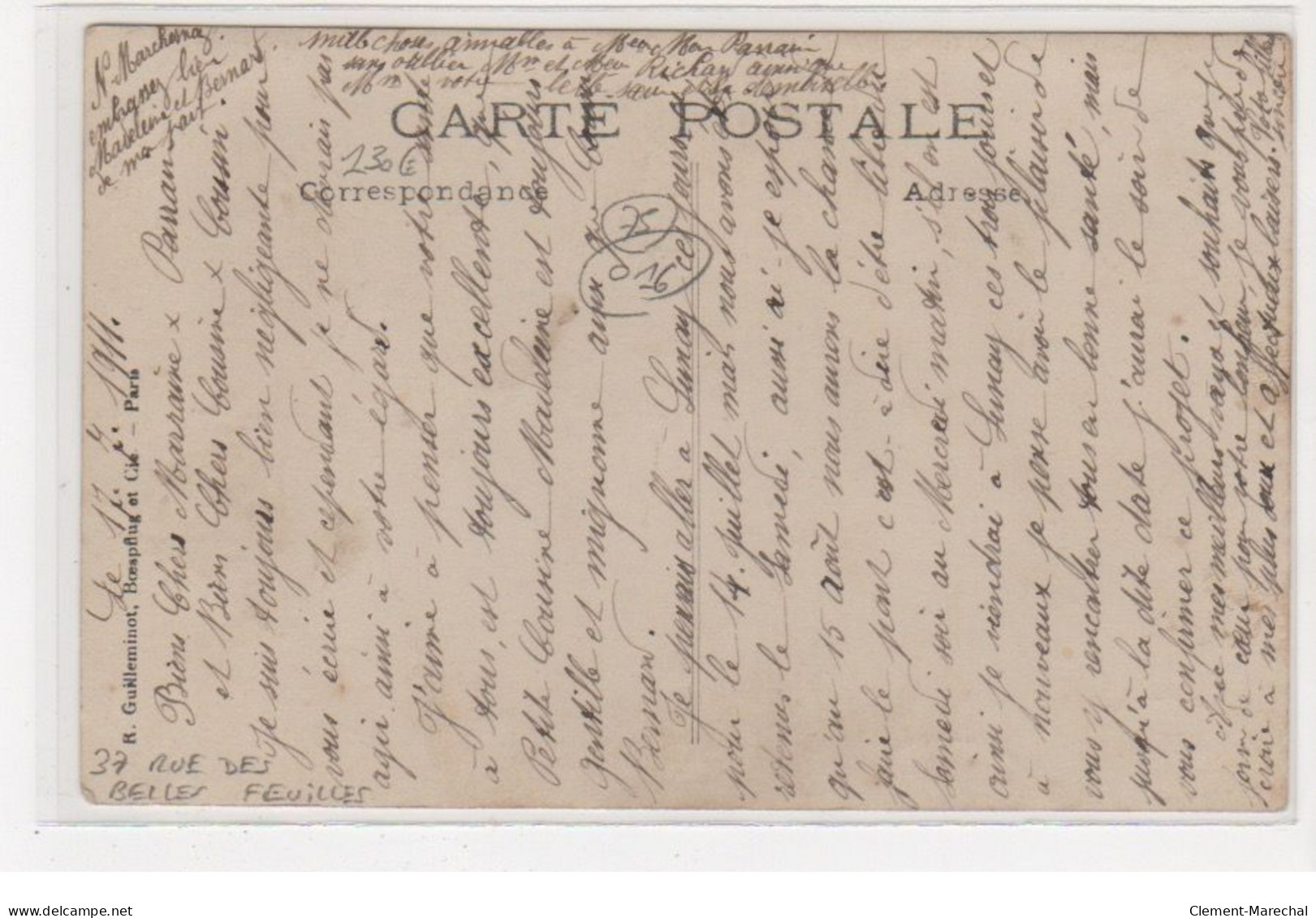 PARIS : Carte Photo De La Charcuterie LECHENEAU Au 33 Rue Des Belles Feuilles - Très Bon état - Paris (16)