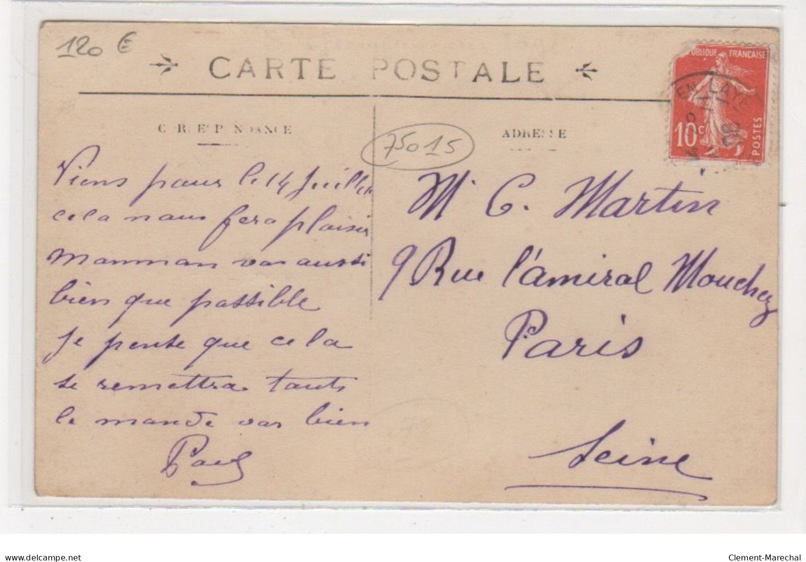 PARIS : Carte Photo De La Mercerie Martin - Très Bon état - Arrondissement: 15