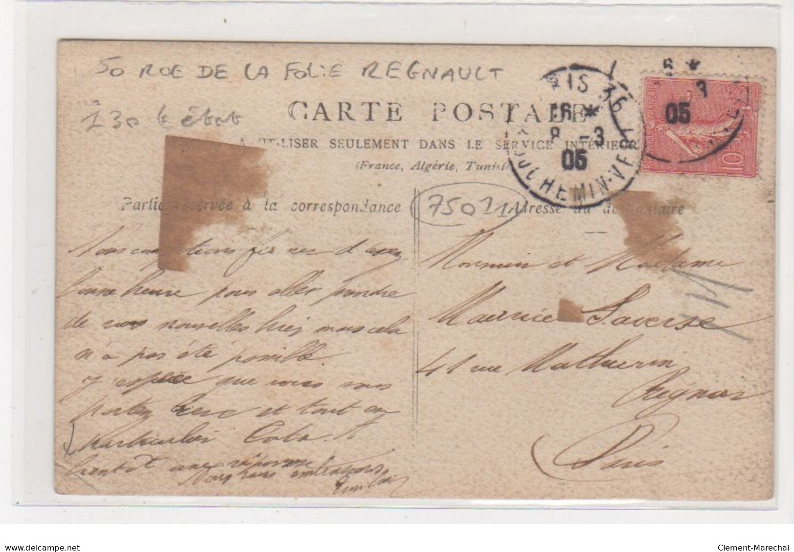 PARIS : Carte Photo Du Salon De Coiffure HUET Au 50 Rue De La Folie Regnault (coiffeur) - état - District 11