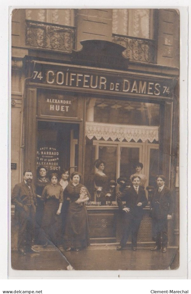 PARIS : Carte Photo Du Salon De Coiffure Pour Dames Alexandre HUET (coiffeur Au 74 Boulevard Saint Germain) état - Arrondissement: 05