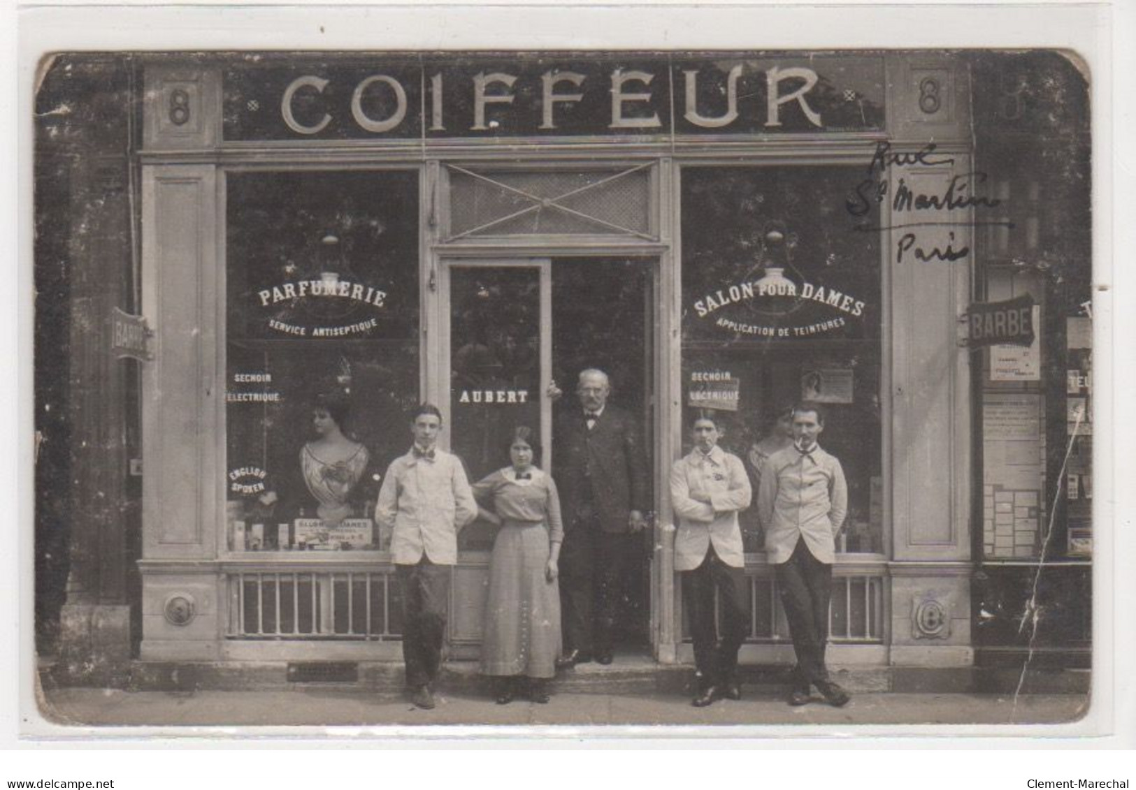 PARIS : Carte Photo Du Salon De Coiffure AUBERT (coiffeur - Parfumerie) Au 8  Rue Saint Martin - état - Distretto: 04