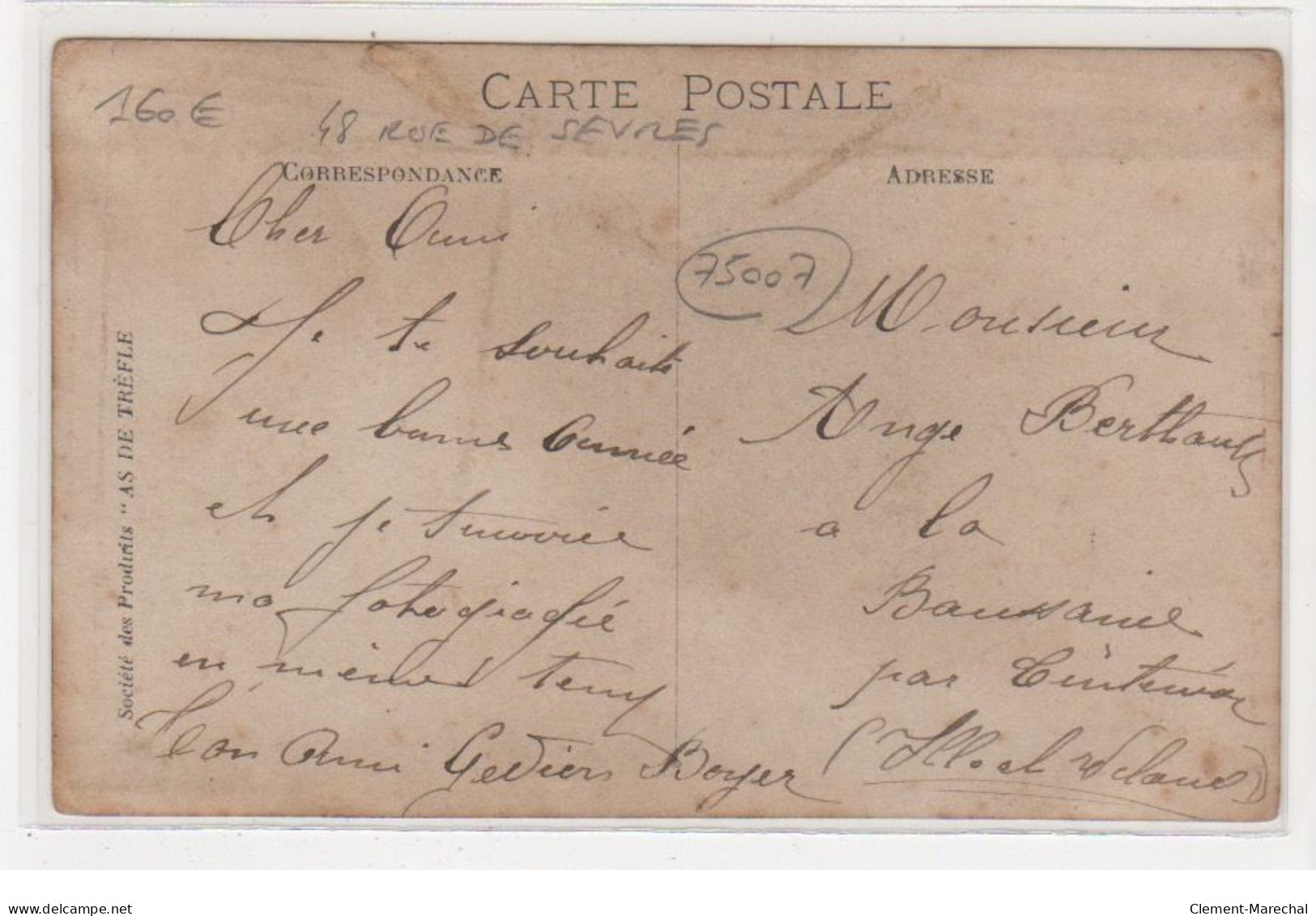 PARIS : Carte Photo Du Salon De Coiffure De Sevres (PESTEL - Coiffeur) Au 48 Rue De Sevres - Bon état - District 07