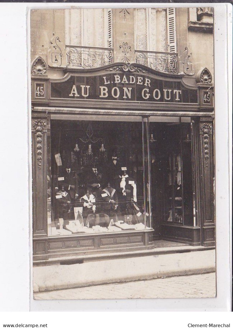 CHARLEVILLE : Carte Photo Du Magasin "au Bon Gout" BADER  - 45 Grand Rue - Très Bon état - Charleville