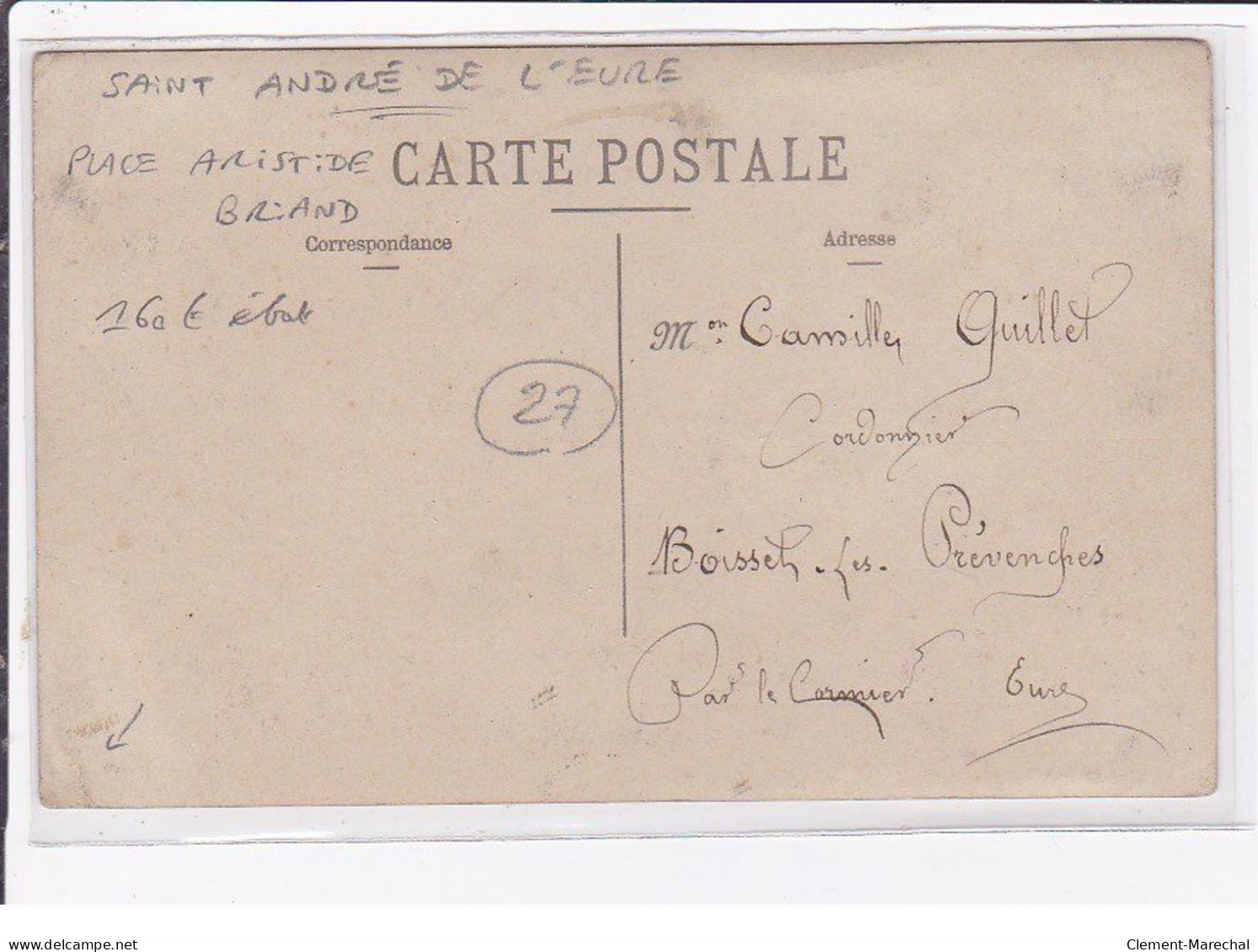 SAINT ANDRE DE L'EURE : Carte Photo Du Café De La Halle (maison Buée) Place Aristide Briand - Bon état - Autres & Non Classés