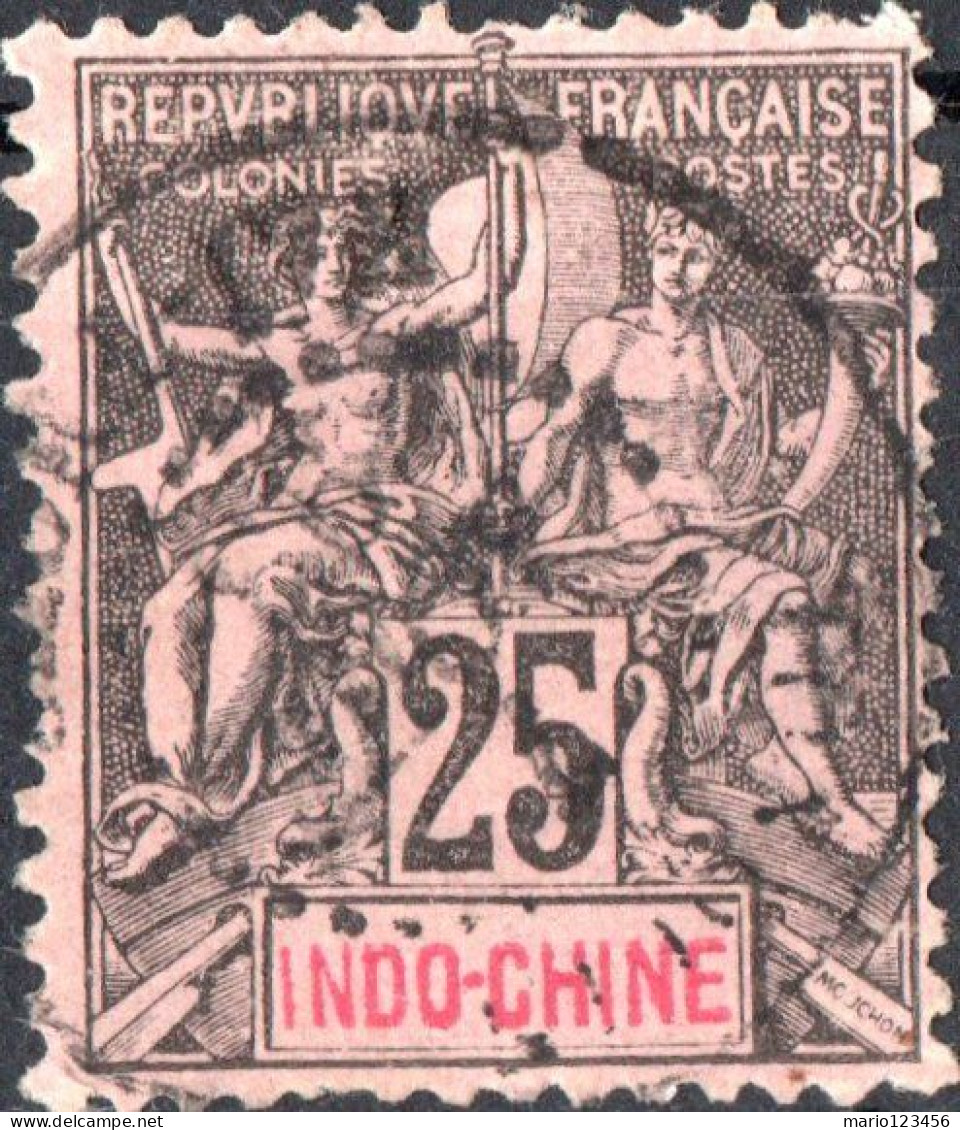 INDOCINA FRANCESE, INDOCHINA, TIPO “GROUPE”, 1892, USATI Yt:FR-IC 10, Scott:FR-IC 13 - Gebruikt