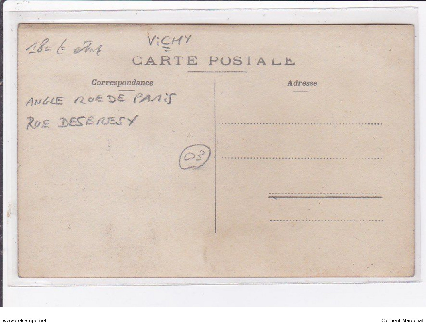 VICHY : Carte Photo Du Salon De Coiffure (angle Rue De Paris Et Desbresy) - Coiffeur - Bon état (traces) - Vichy