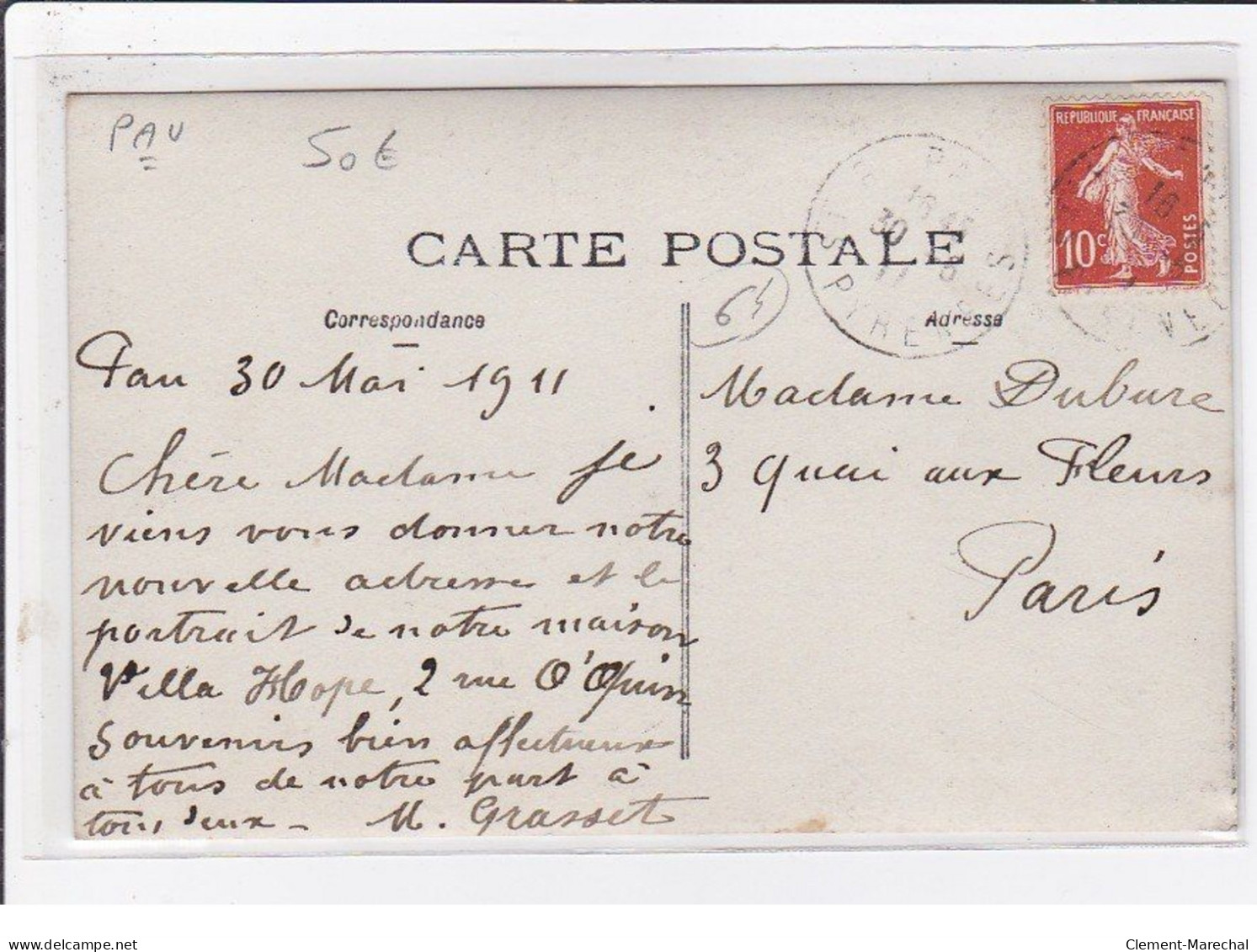 PAU : Carte Photo De La Villa HOPE En 1911 - Très Bon état - Pau