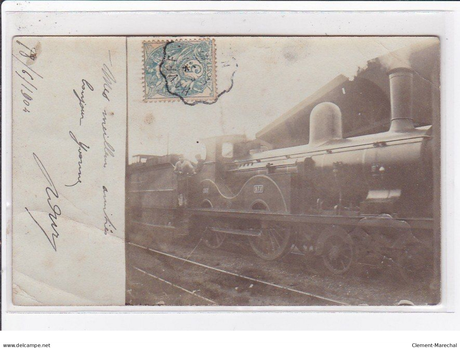 A LOCALISER : Carte Photo D'une Locomotive N 1904 (cachet Ambulant Le Havre à Rouen - état - Andere & Zonder Classificatie