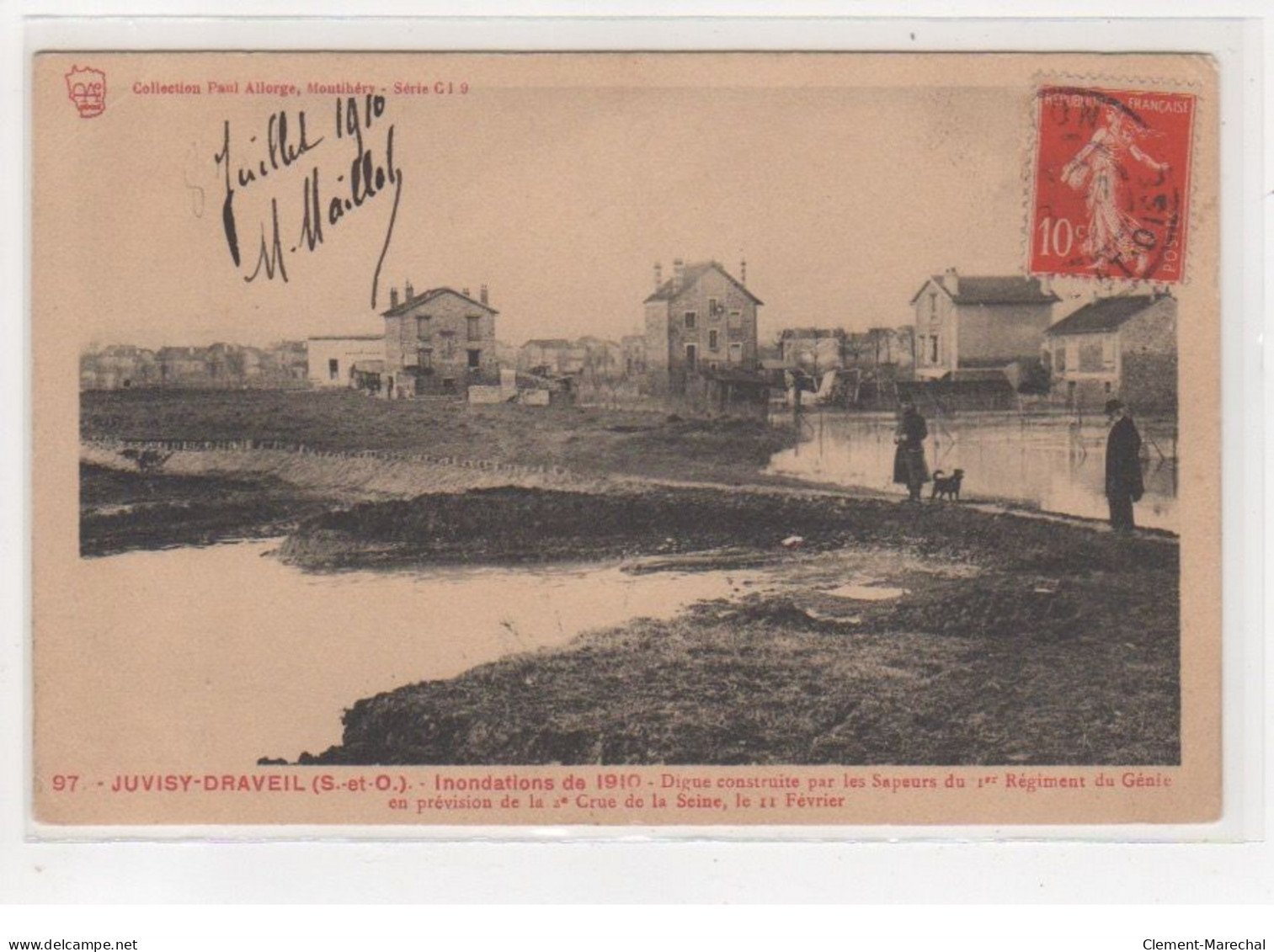 JUVISY : Inondations 1910 : Digue Construite Par Les Sapeurs Du 1er Régiment Du Génie... - Très Bon état - Juvisy-sur-Orge