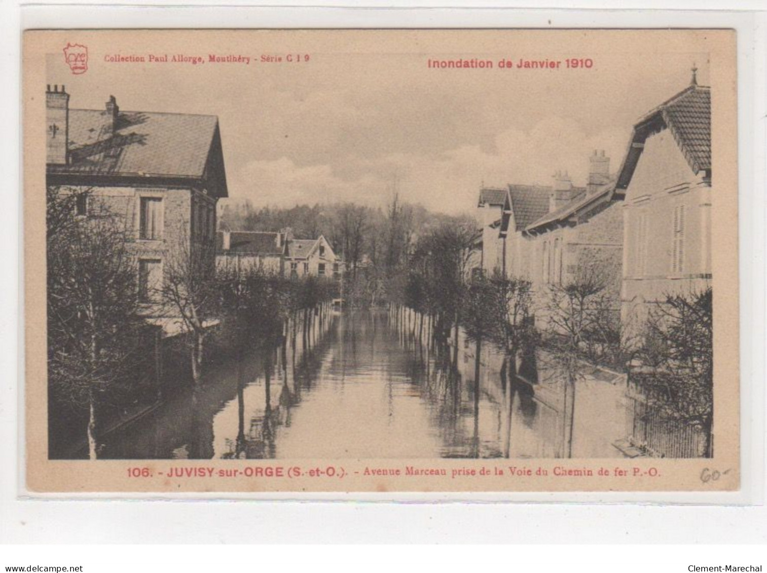 JUVISY : Inondations 1910 : Avenue Marceau Prise De La Voie Du Chemin De Fer P.O. - Très Bon état - Juvisy-sur-Orge