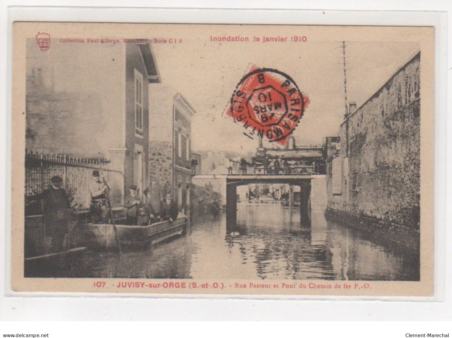 JUVISY : Inondations 1910 : Rue Pasteur Et Pont De Chemin De Fer P.O. - Très Bon état - Juvisy-sur-Orge