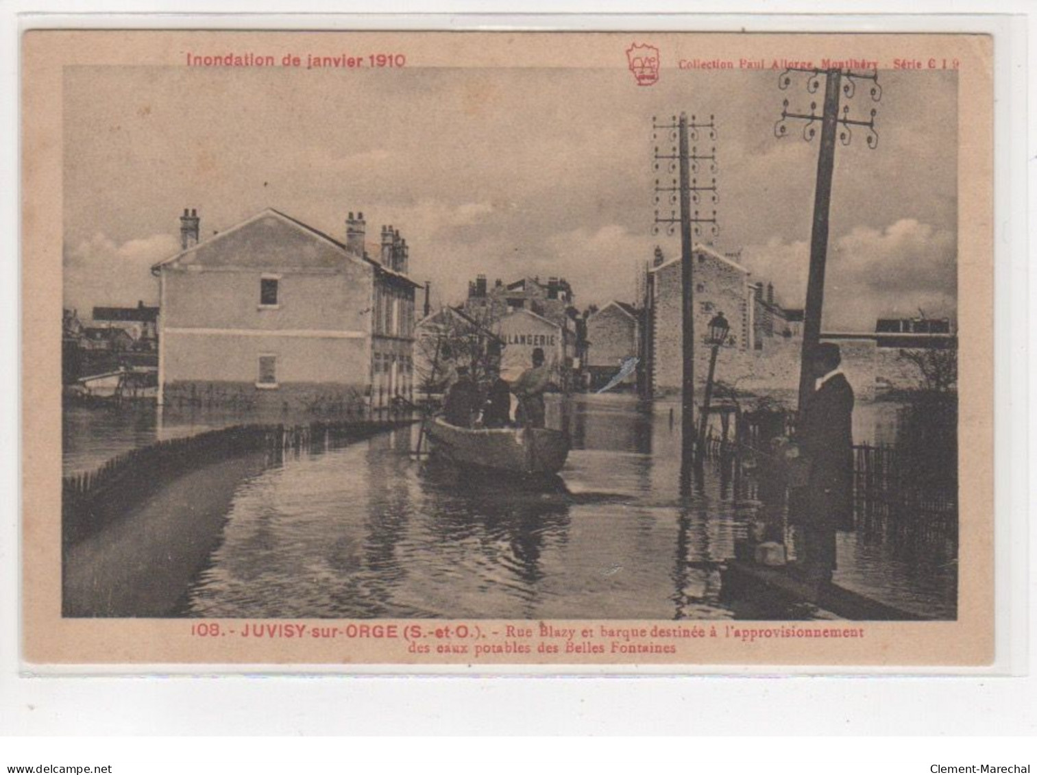 JUVISY : Inondations 1910 : Rue Blazy Et Barque Destinée à L'approvisionnement Des Eaux Potables ... - Très Bon état - Juvisy-sur-Orge