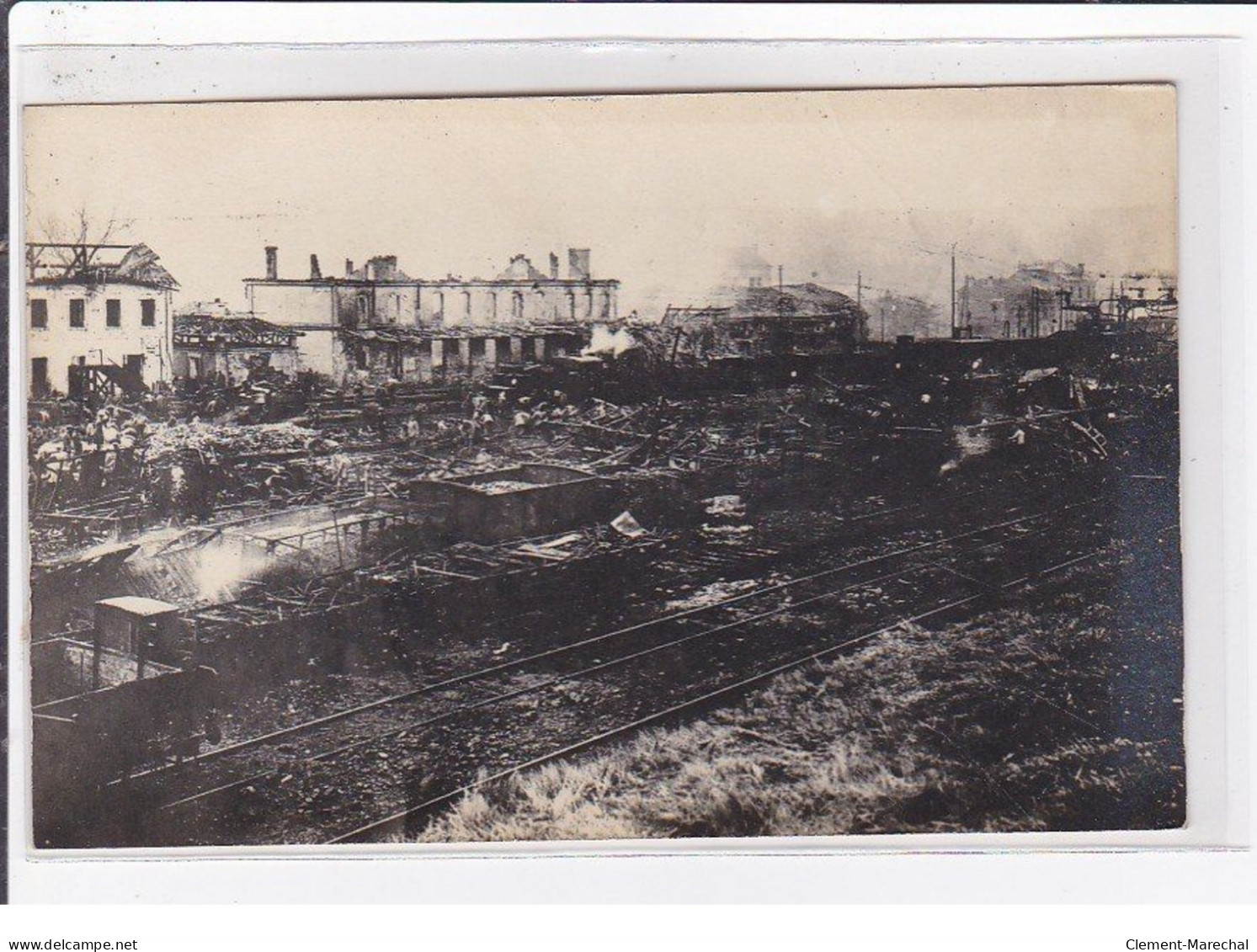 LONGUYON : lot de 6 cartes photo de la gare en ruine (guerre 14-18) - très bon état