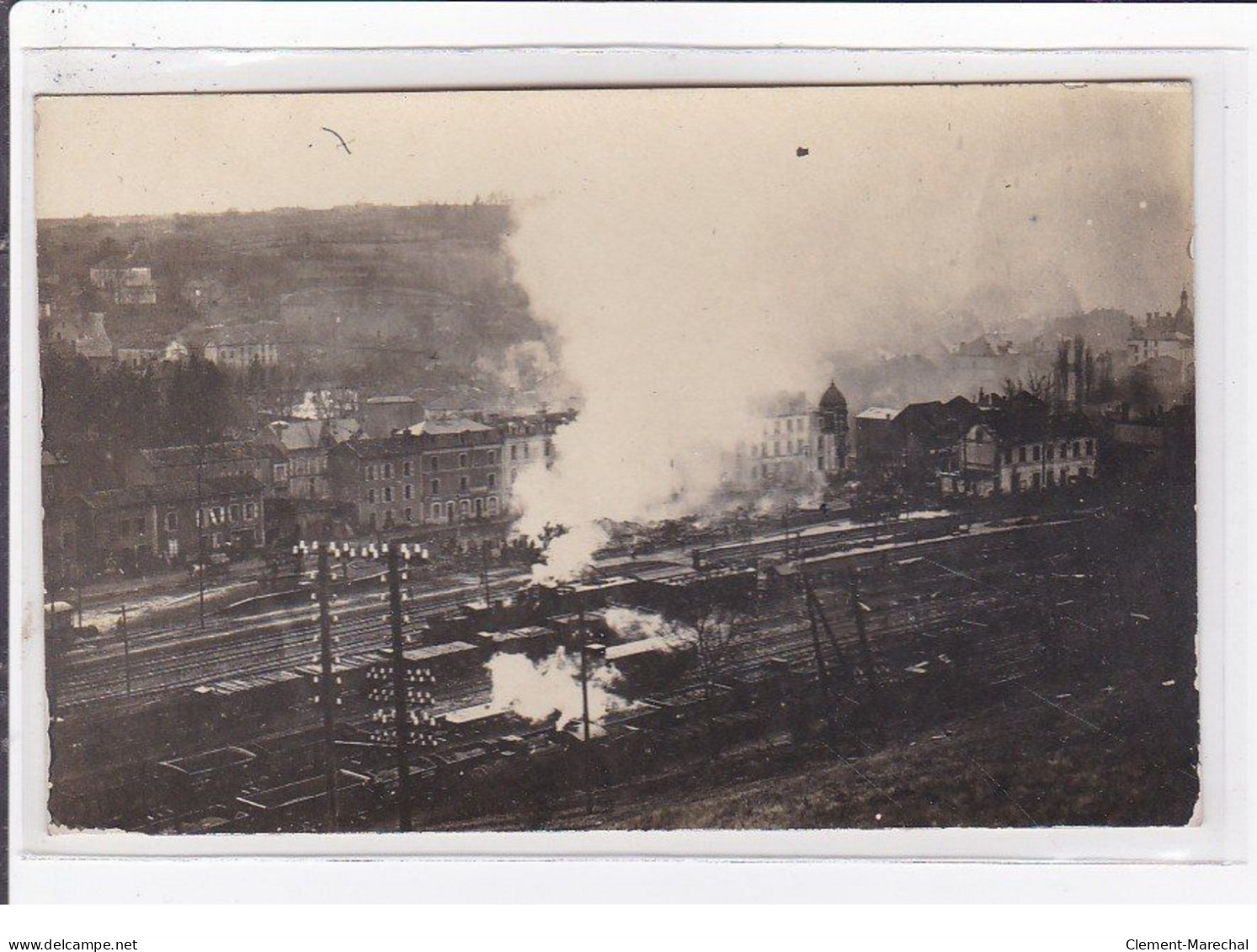 LONGUYON : lot de 6 cartes photo de la gare en ruine (guerre 14-18) - très bon état