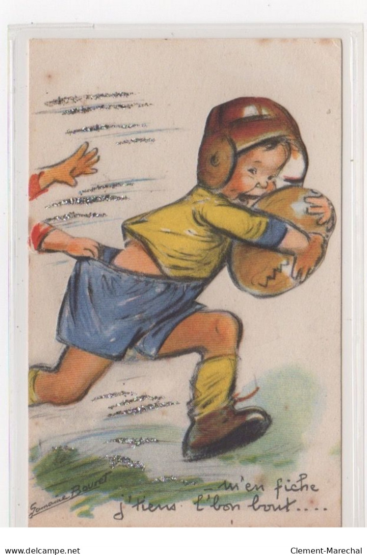 BOURET Germaine : Cpa Avec Collage (systeme - Série 631 - Rugby) (ex-collection Amigon) - Très Bon état - Bouret, Germaine