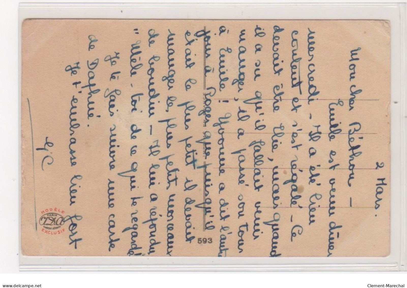 BOURET Germaine : Cpa Avec Collage (systeme - Série 593) (ex-collection Amigon) - état (pli Et Froissure Et Manque) - Bouret, Germaine