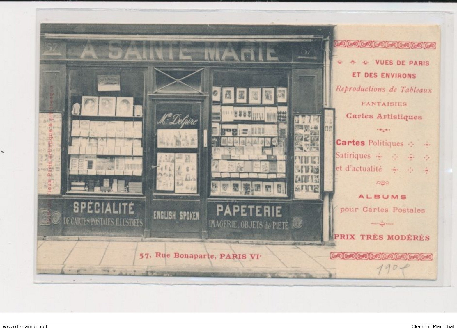 PARIS - Magasin De Cartes Postales - A Sainte Marie - 57 Rue Bonaparte - 75006 - Très Bon état - District 06