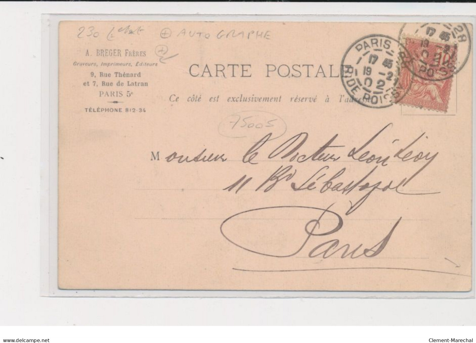 PARIS - A Breger Frères - Graveurs, Imprimeurs, éditeurs - Autographe - 75005 - état - District 05