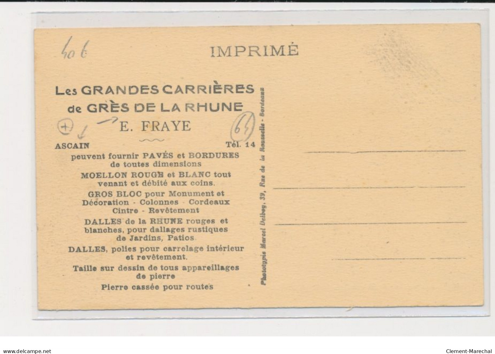 ASCAIN - E Fraye-Ascain - Les Grandes Carrières De Grès De La Rhune - Stand De La Foire De Bordeaux - Très Bon état - Ascain