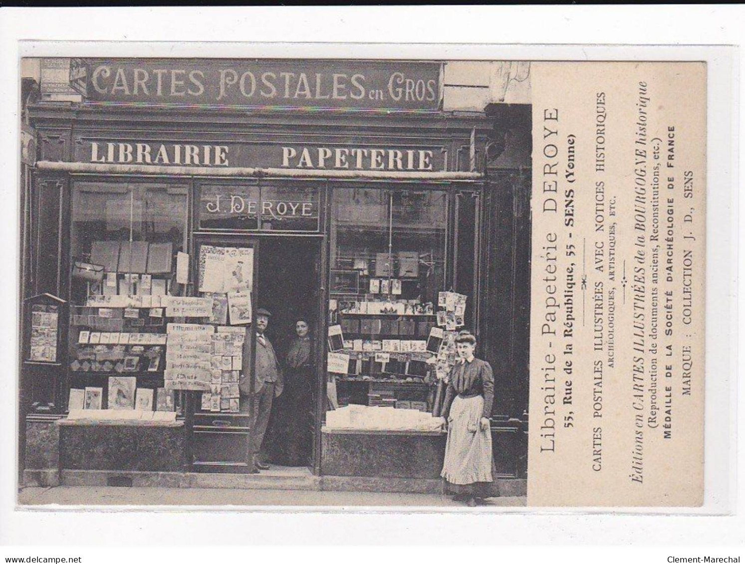 SENS : Librairie Papeterie DEROYE, Rue De La République (éditeur De Cartes Postales) - Très Bon état - Sens