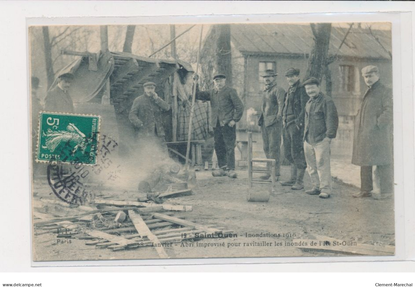 SAINT OUEN - Inondations 1901 - Abris Improvisé Pour Ravitailler Les Inondés De L'ile - Fleury - Très Bon état - Saint Ouen