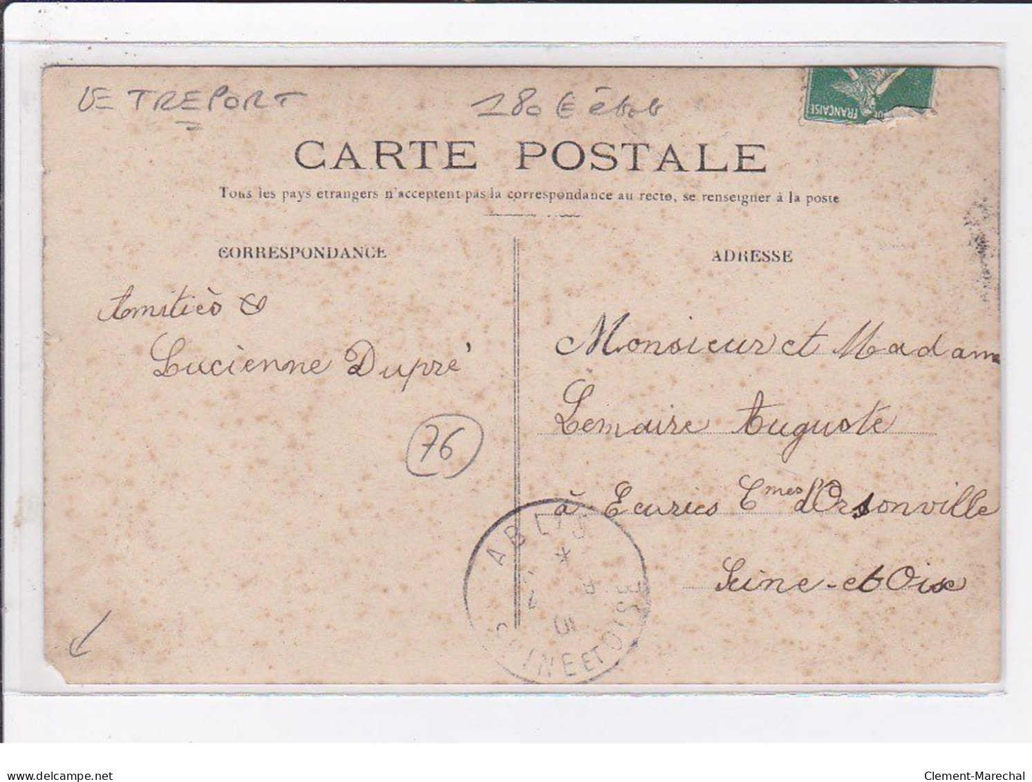 LE TREPORT : Carte Photo De La Pension De Famille Au Chalet "le Pilote" (ane) - état (un Coin Manquant) - Le Treport