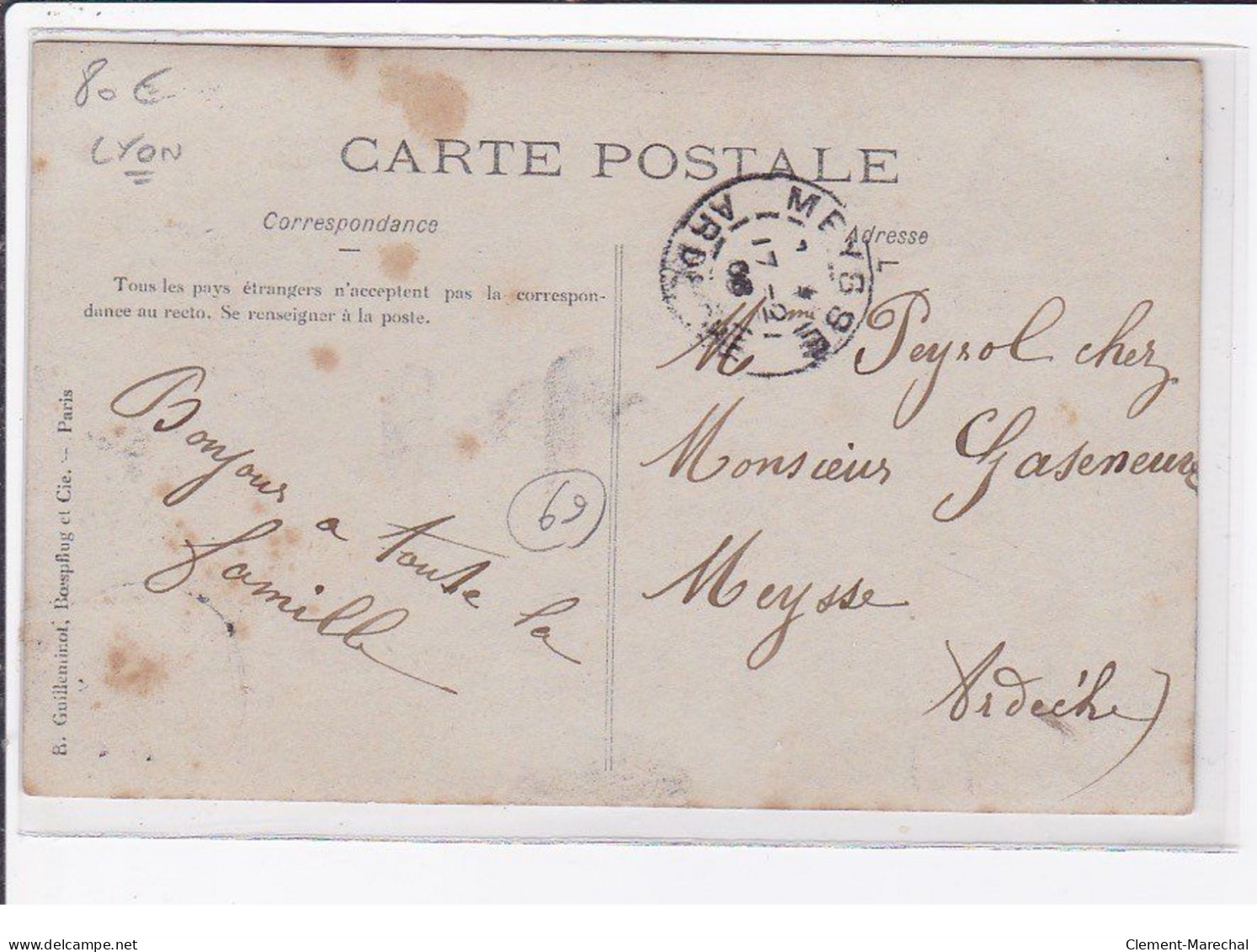 LYON : Carte Photo Du Salon De Coiffure (coiffeur) - Très Bon état - Other & Unclassified