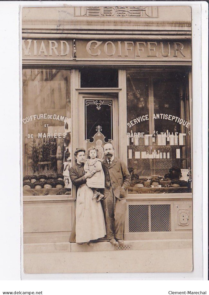 PARIS 6ème : Carte Photo Du Salon De Coiffure VIARD Au 14 Rue Du Four - Très Bon état - Arrondissement: 06