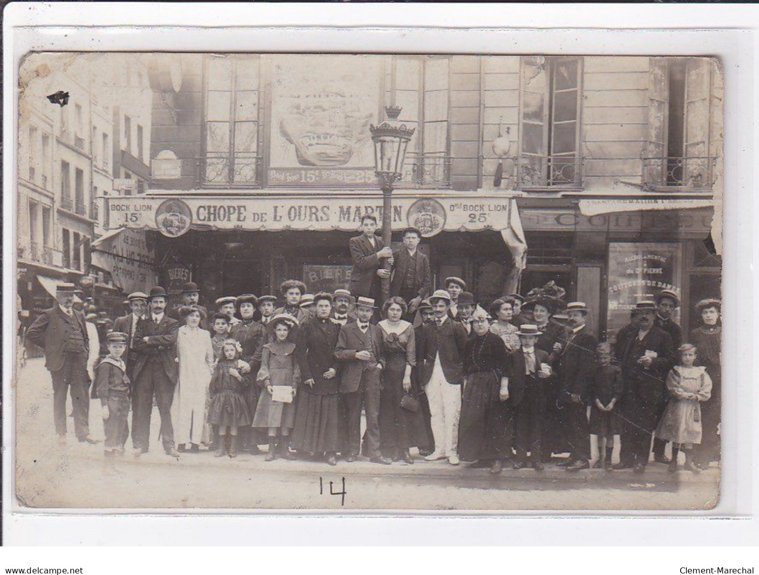 PARIS 3ème : Carte Photo Du Café (Chope De L'ours Martin") - état - Paris (03)