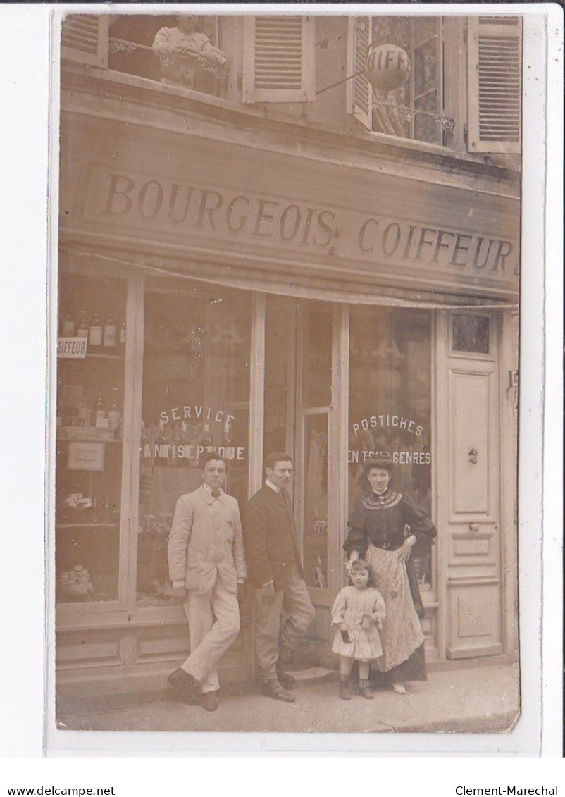 LYON : Carte Photo Du Salon De Coiffure BOURGEOIS (coiffeur) - Bon état - Andere & Zonder Classificatie