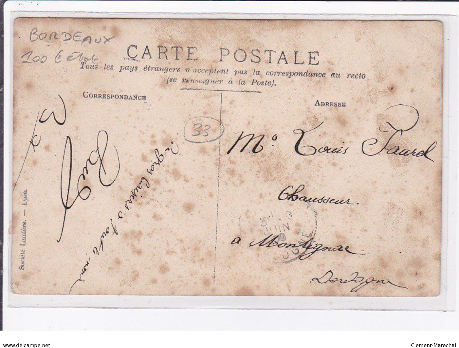 BORDEAUX : Carte Photo D'un Salon De Coiffure (coiffeur) - état (traces Au Dos) - Bordeaux