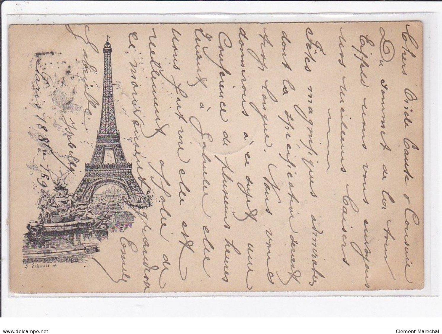 PARIS : La Tour Eiffel Gravée Par LIBONIS - (envoyée En Belgique En 1896)  - Bon état - Eiffelturm