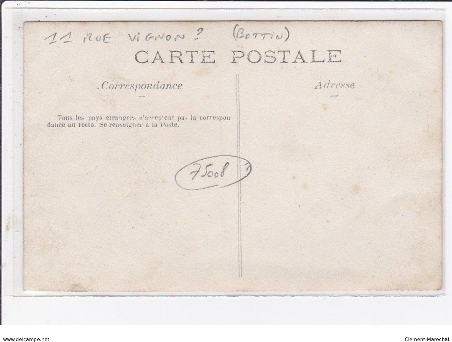 PARIS 8ème : Carte Photo Du Magasin De Modes (tailleur) PIERRE Au 11 Rue Vignon ? (voir Bottin) - Très Bon état - Distrito: 08