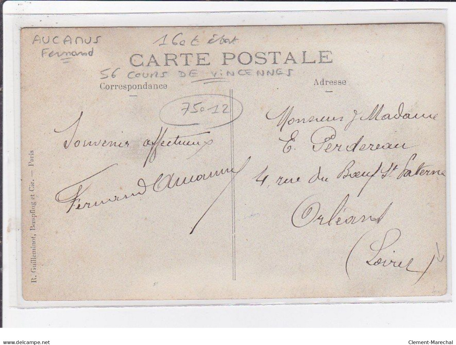 PARIS 12ème : Carte Photo De La Quincaillerie AUCAMUS Au 56 Cours De Vincennes (magasin De Couleurs/vernis) - Bon état - Paris (12)