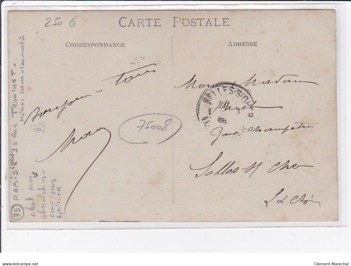 PARIS 8ème : Carte Photo De L'épicerie "au Chat Noir" Maurice CHARON Au 30 Rue TRONCHET - Très Bon état - Arrondissement: 08