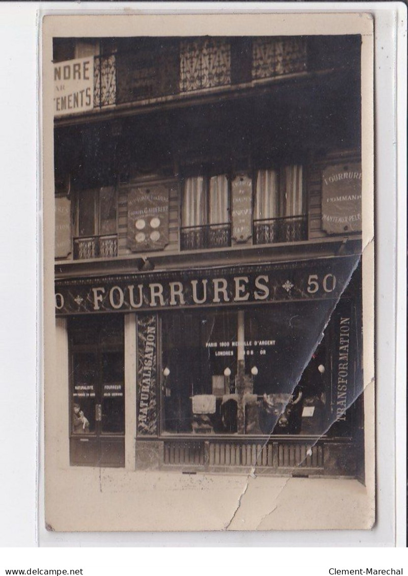 PARIS 10ème : Carte Photo De L'atelier De Fourrures Naturaliste GAUDEBERT (chasse) Au 50 Boulevard Magenta - état - District 10