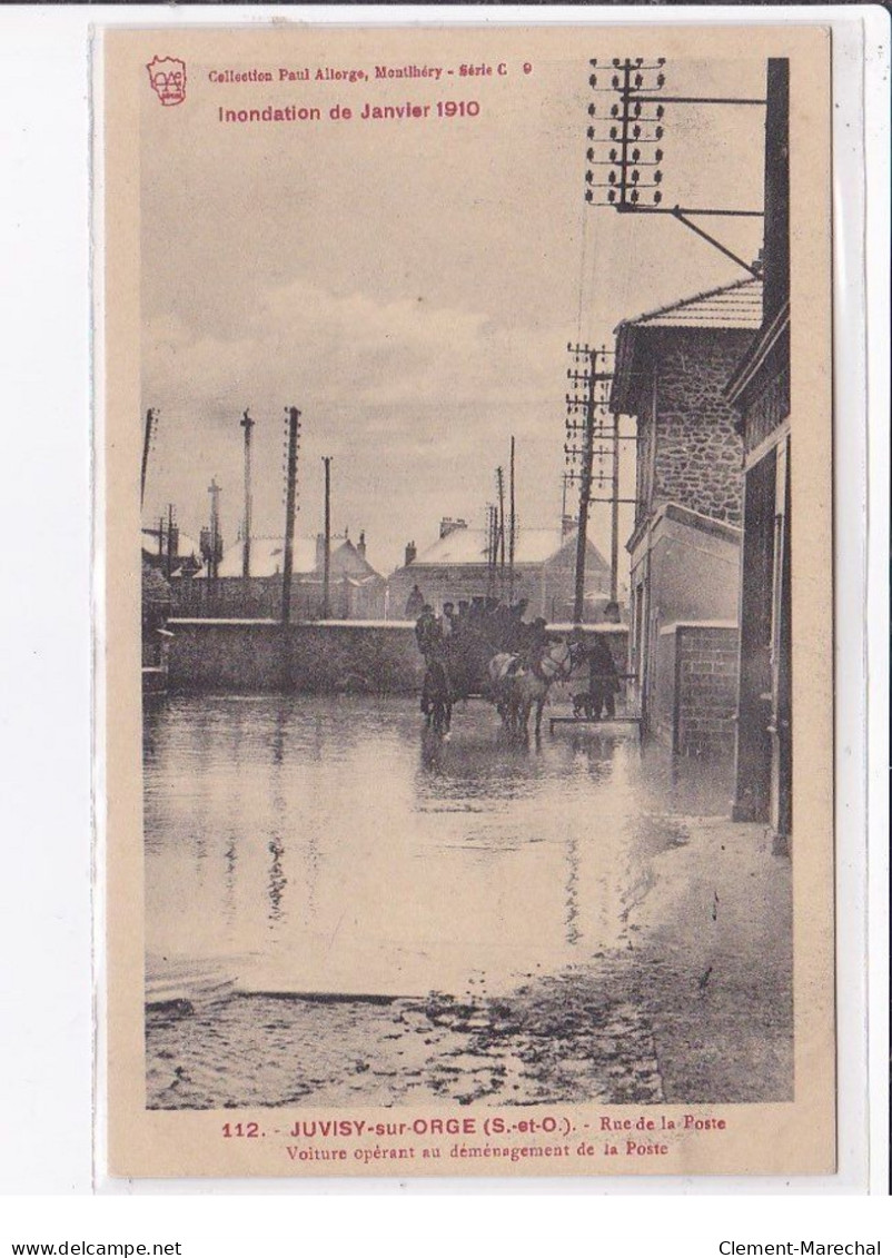 JUVISY Sur ORGE : Inondation 1910 - Rue De La Poste - Voiture Opérant Un Déménagement De La Poste - Très Bon état - Juvisy-sur-Orge