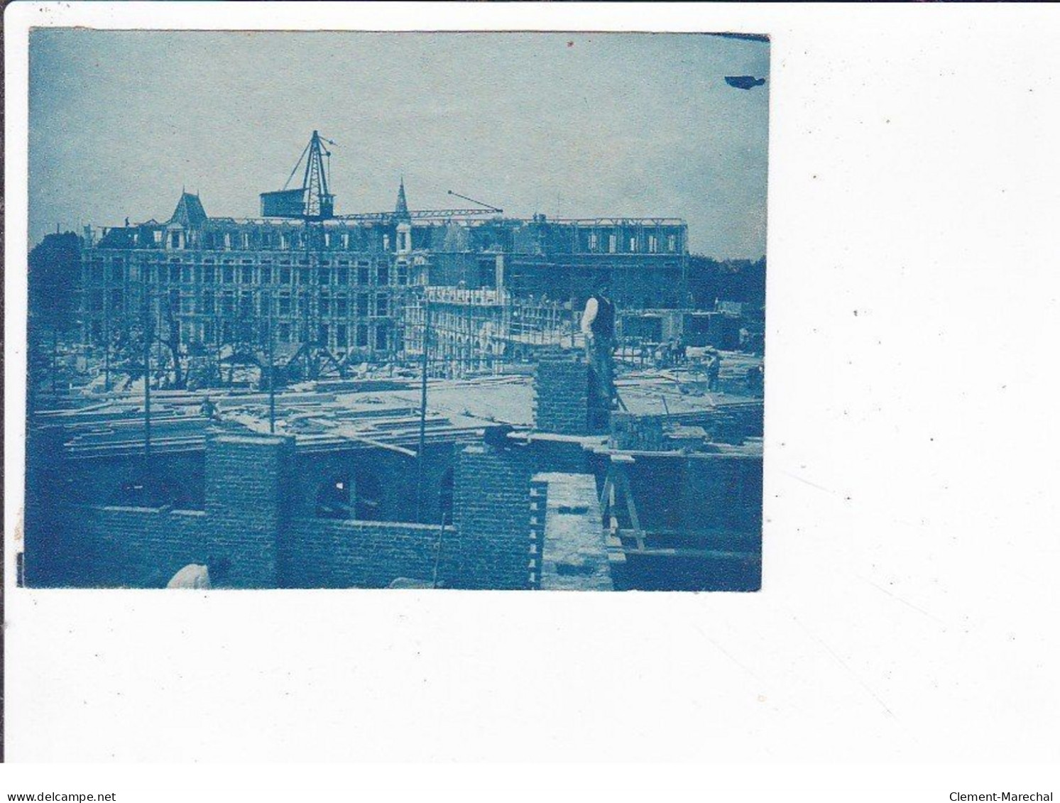 PARIS (a Localiser) : Lot De 6 Cyanotypes Et 1 Carte Photo D'un Chantier (tailleur De Pierre)- Très Bon état - Otros & Sin Clasificación