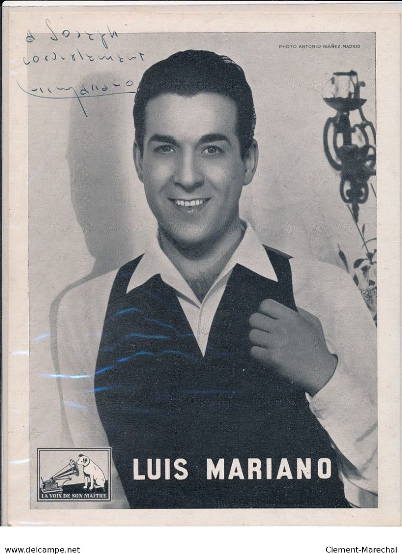 Autographe (19x25,5cm) De Luis Mariano, Chanteur - Très Bon état - Autres & Non Classés