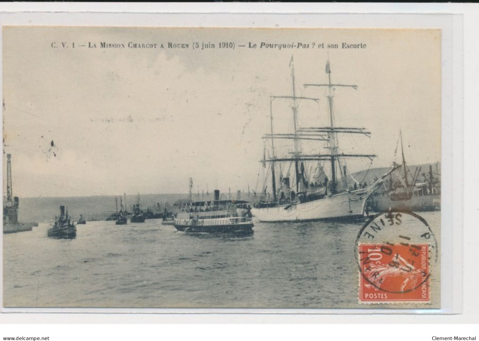 BATEAUX MARINE : Mission Du "Pourquoi Pas ?" - Polaire - Rouen En 1910 (Charcot) - Très Bon état - Sailing Vessels