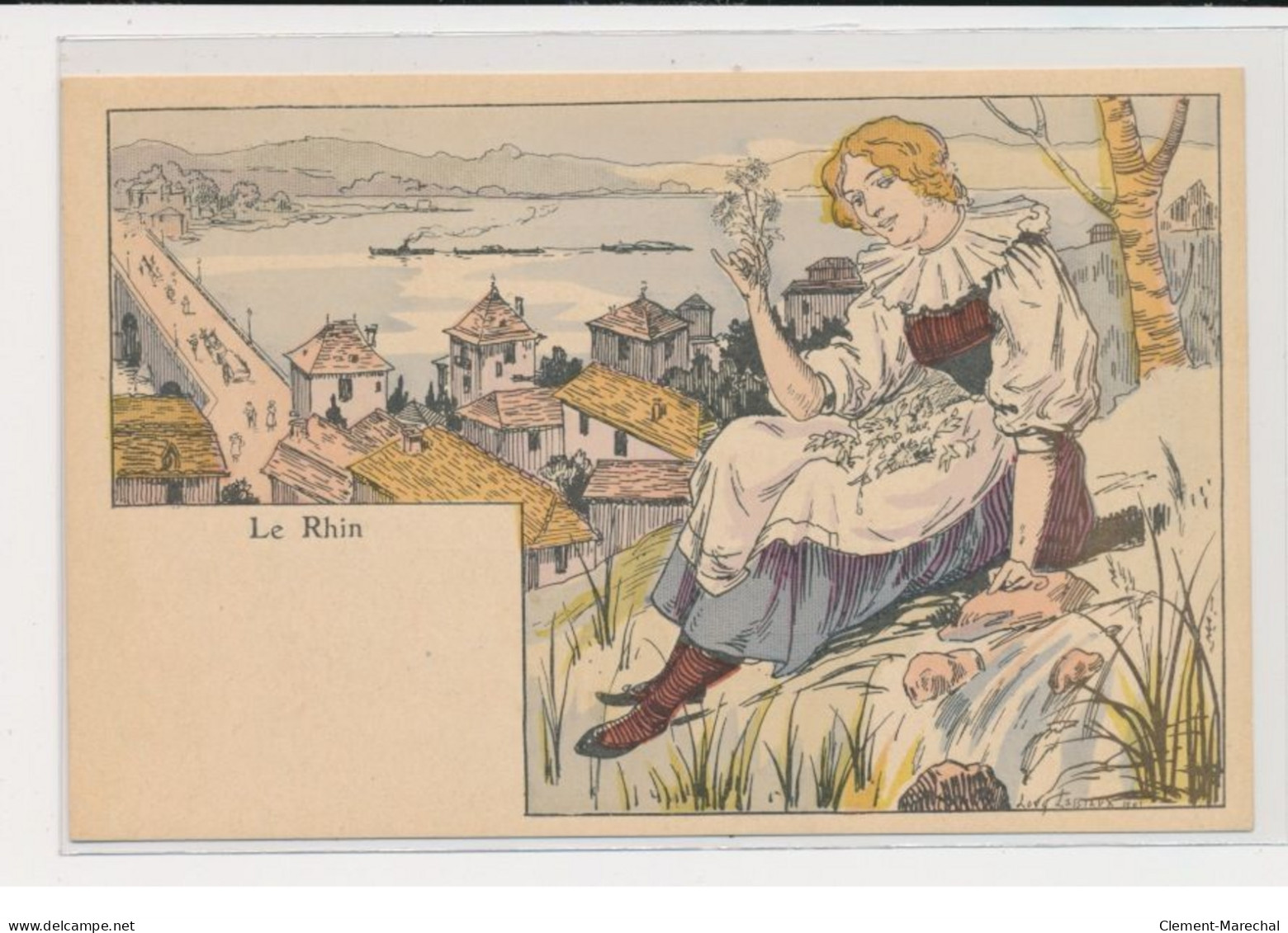 LESSIEUX Louis : série de 10 cartes postales "les Grands Fleuves" avec la pochette complète (Art Nouveau)- très bon état