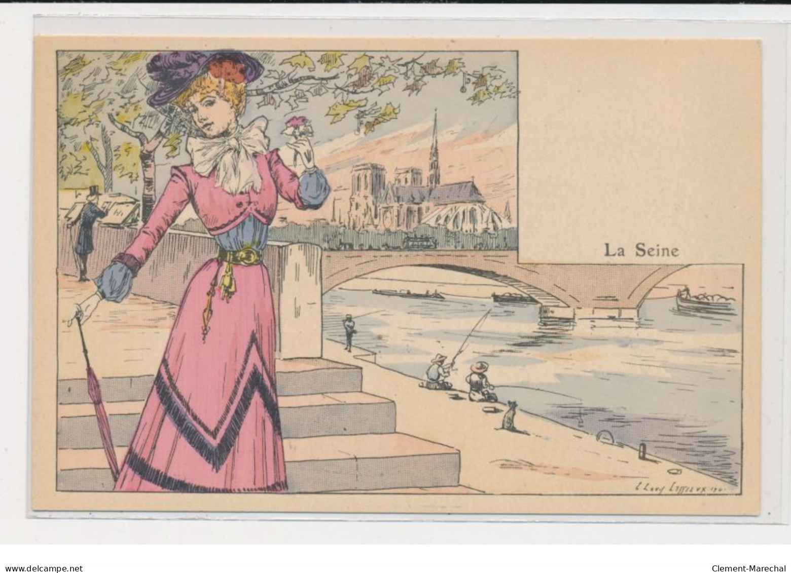 LESSIEUX Louis : série de 10 cartes postales "les Grands Fleuves" avec la pochette complète (Art Nouveau)- très bon état