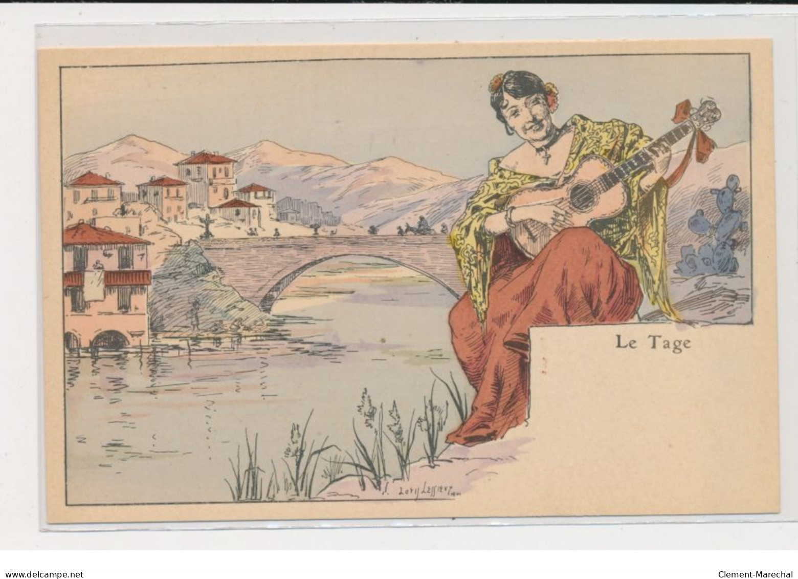 LESSIEUX Louis : série de 10 cartes postales "les Grands Fleuves" avec la pochette complète (Art Nouveau)- très bon état