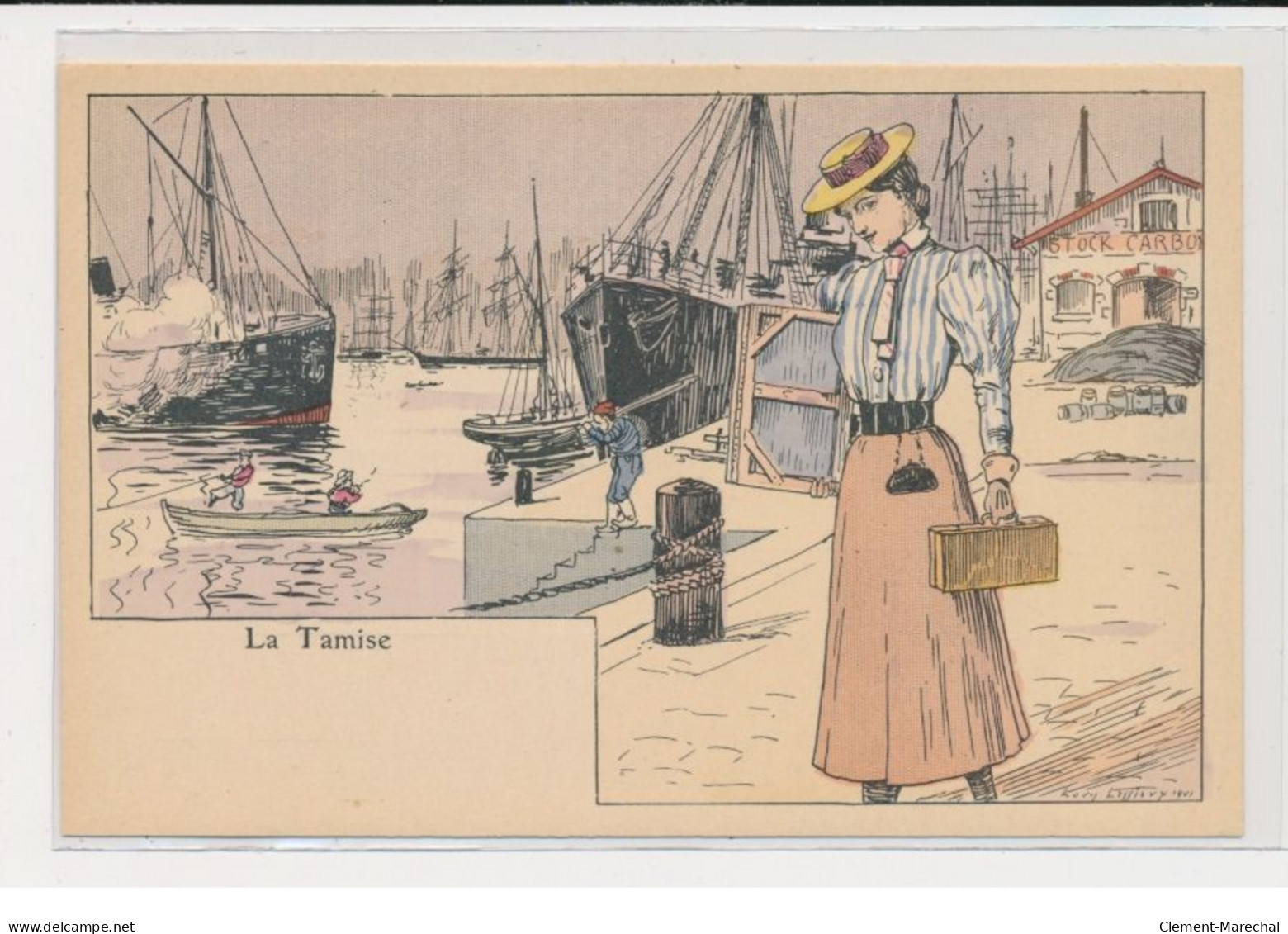 LESSIEUX Louis : série de 10 cartes postales "les Grands Fleuves" avec la pochette complète (Art Nouveau)- très bon état