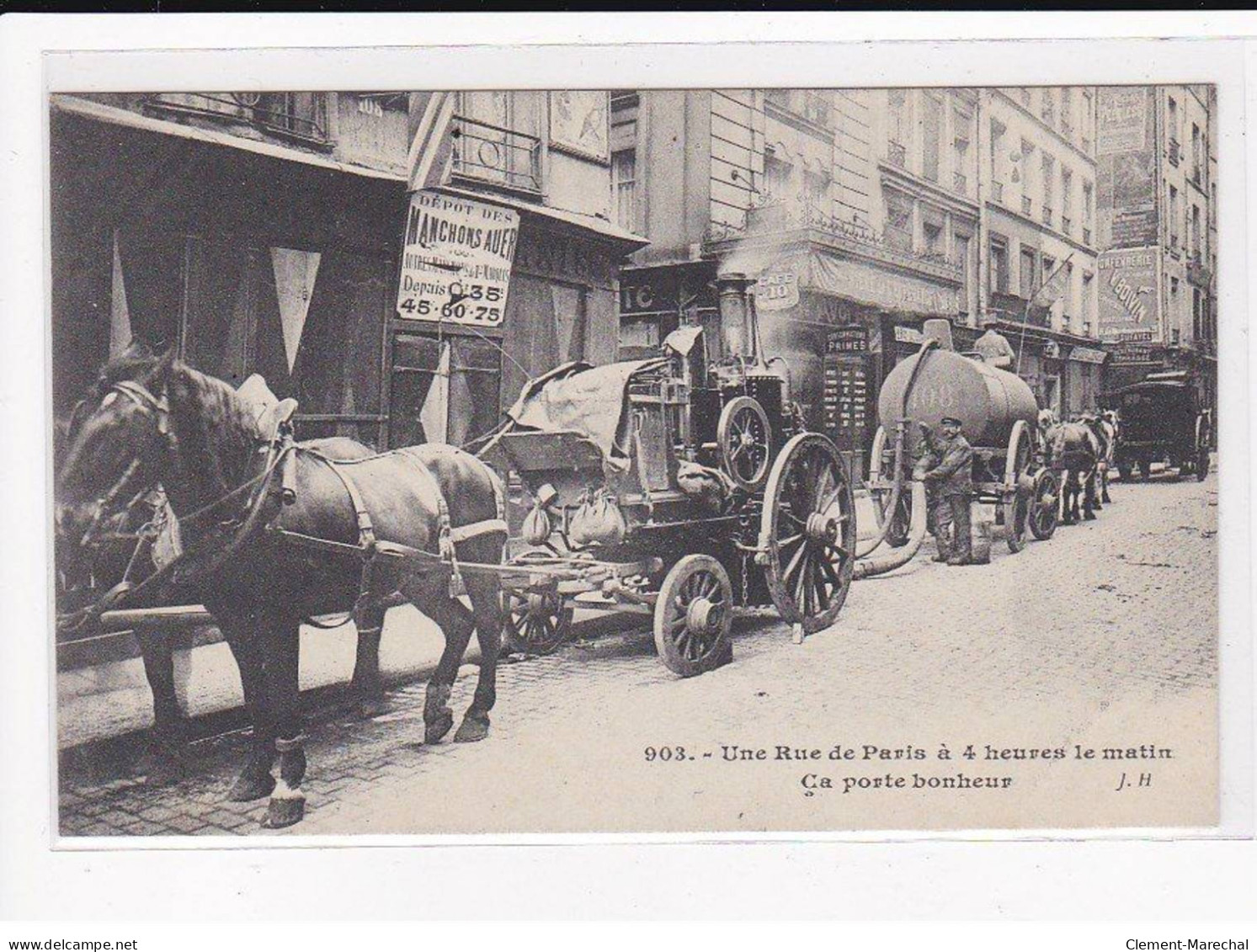 PARIS, Les Petits Métiers J.H, HAUSER : Une Rue De Paris à 4 Heures Le Matin, ça Porte Bonheur - Très Bon état - Ambachten In Parijs