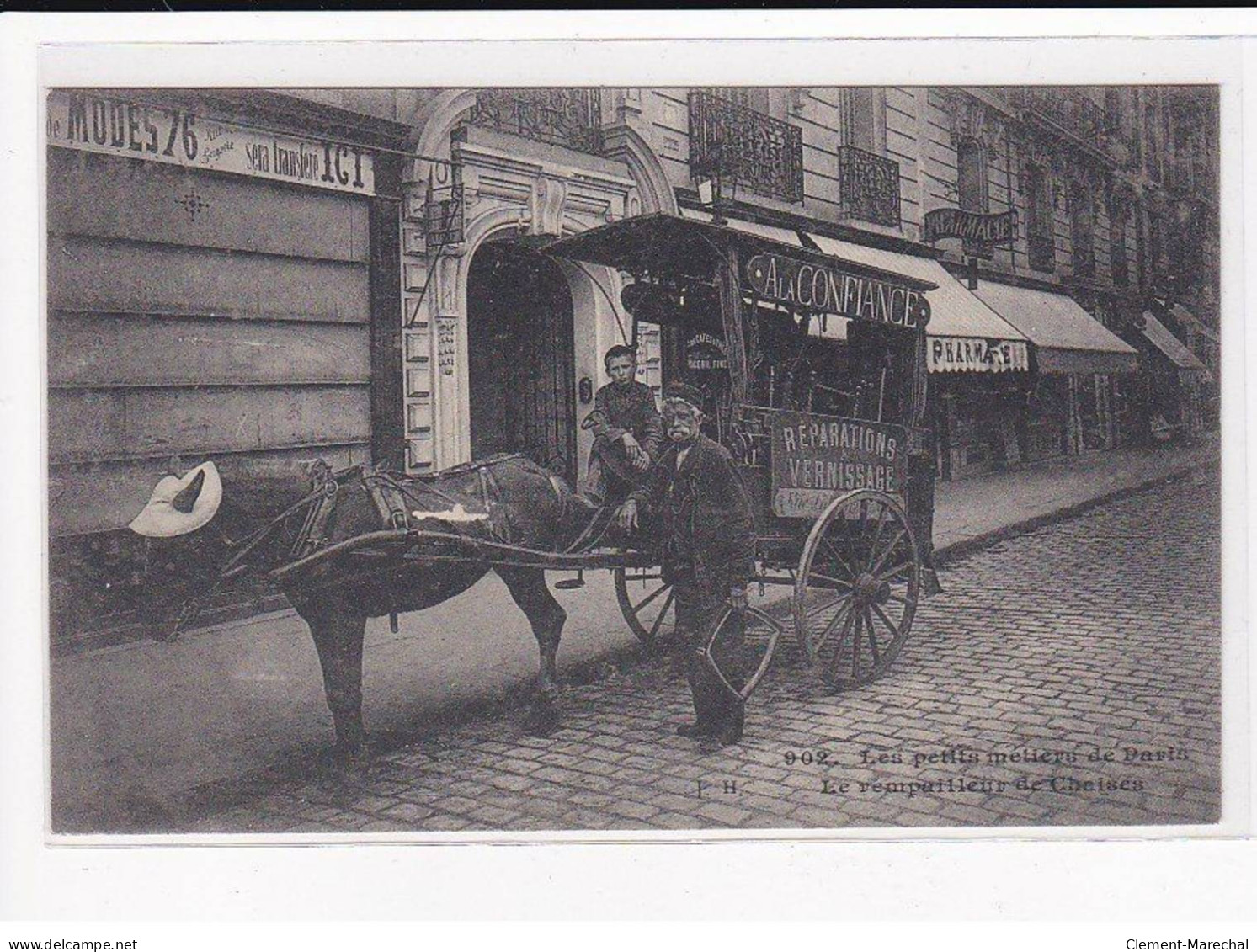 PARIS, Les Petits Métiers J.H, HAUSER : Le Rempailleur De Chaises - état - Petits Métiers à Paris