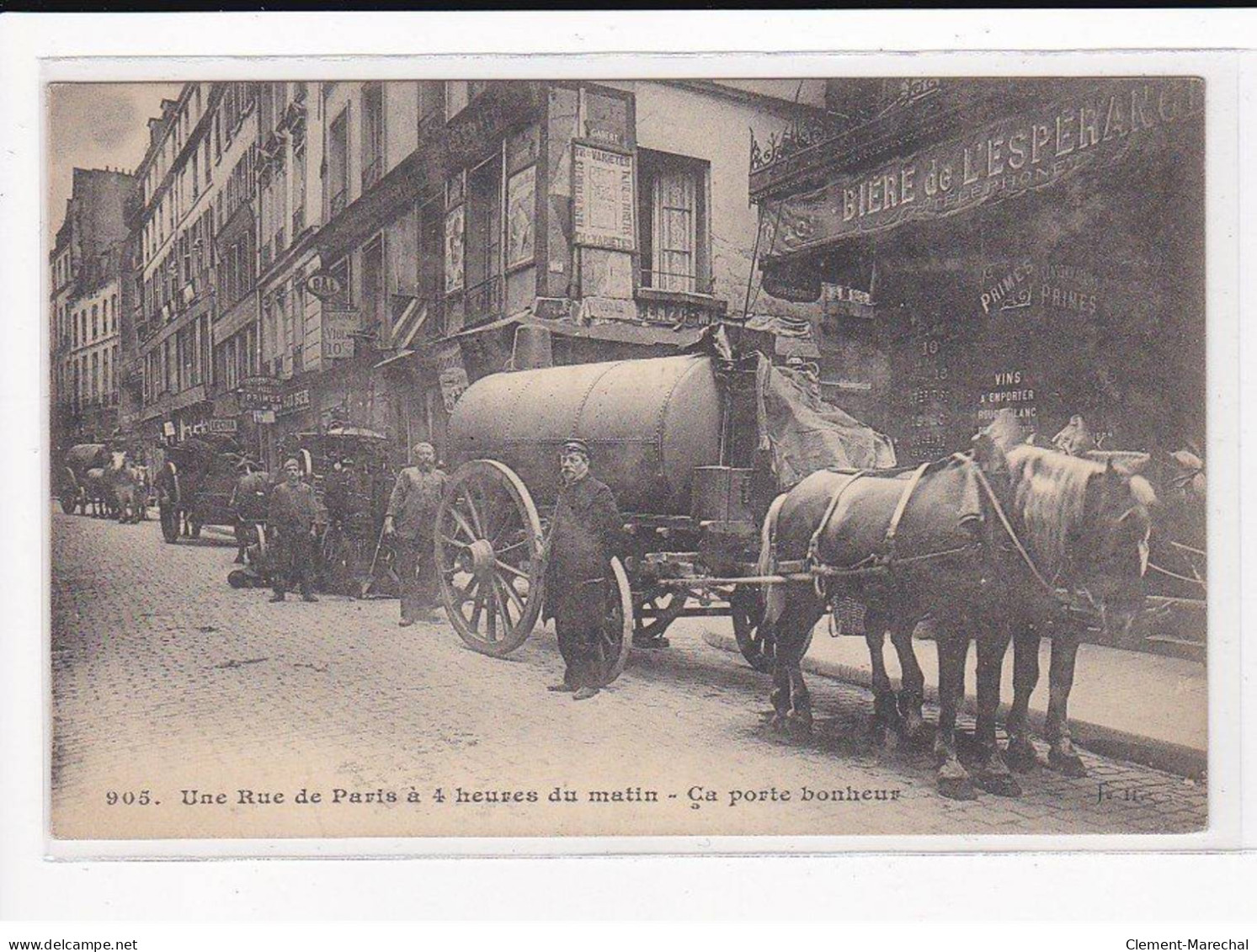 PARIS, Les Petits Métiers J.H, HAUSER : Une Rue De Paris à 4 Heure Du Matin, ça Porte Bonheur - Très Bon état - Petits Métiers à Paris