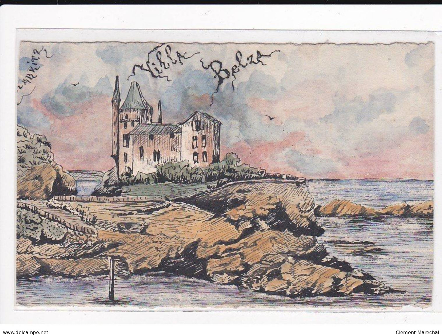 BIARRITZ : Villa Belza, Carte Dessinée à La Main - Très Bon état - Biarritz